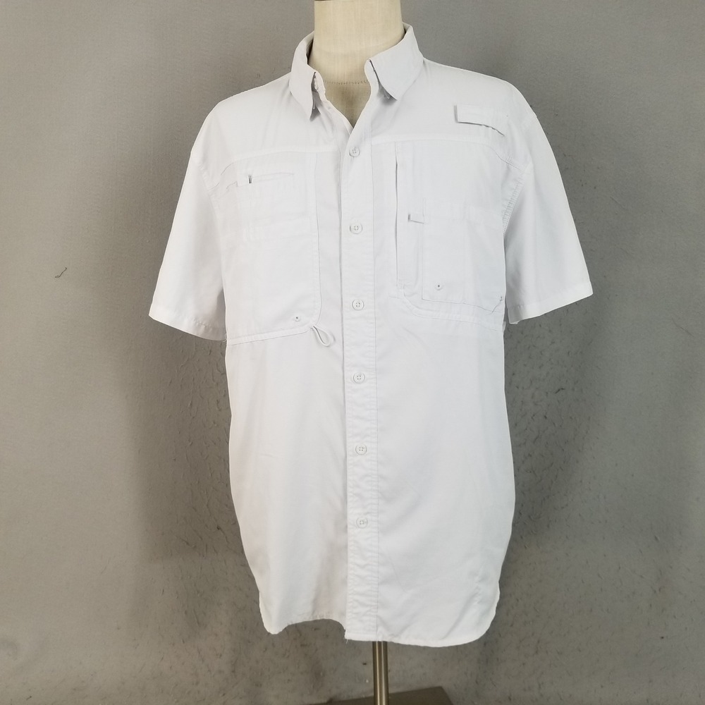 Reel Legends Fishing Shirt Mens XL‎ White Saltwater II Vented Polyester Dri-Fit